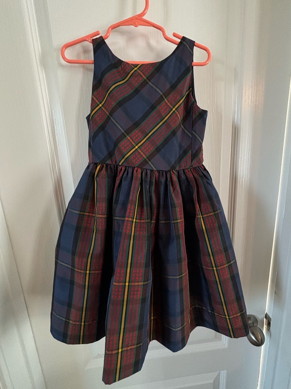 Ralph Lauren Fancy Girls' Navy & Red Plaid Holiday Dress Size 5